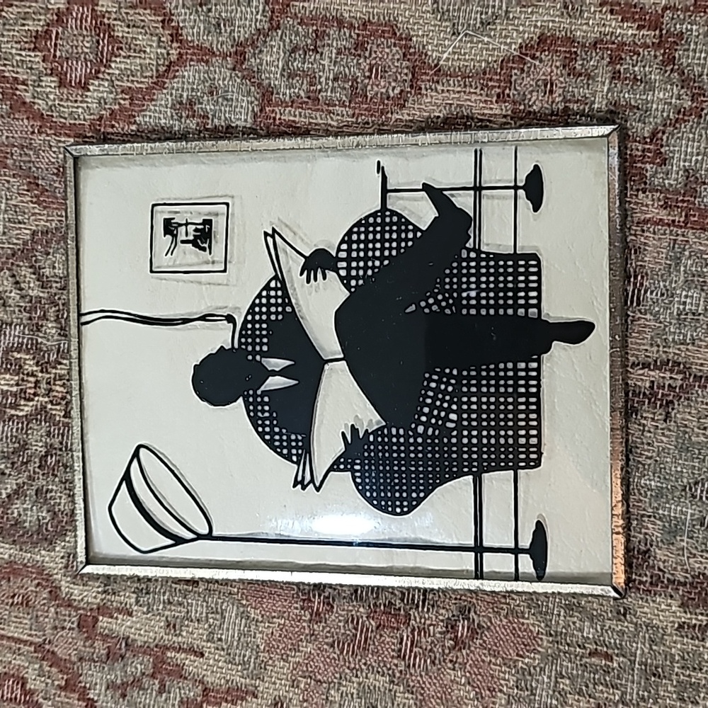 Mid Century bubble glass silhouette man in armchair